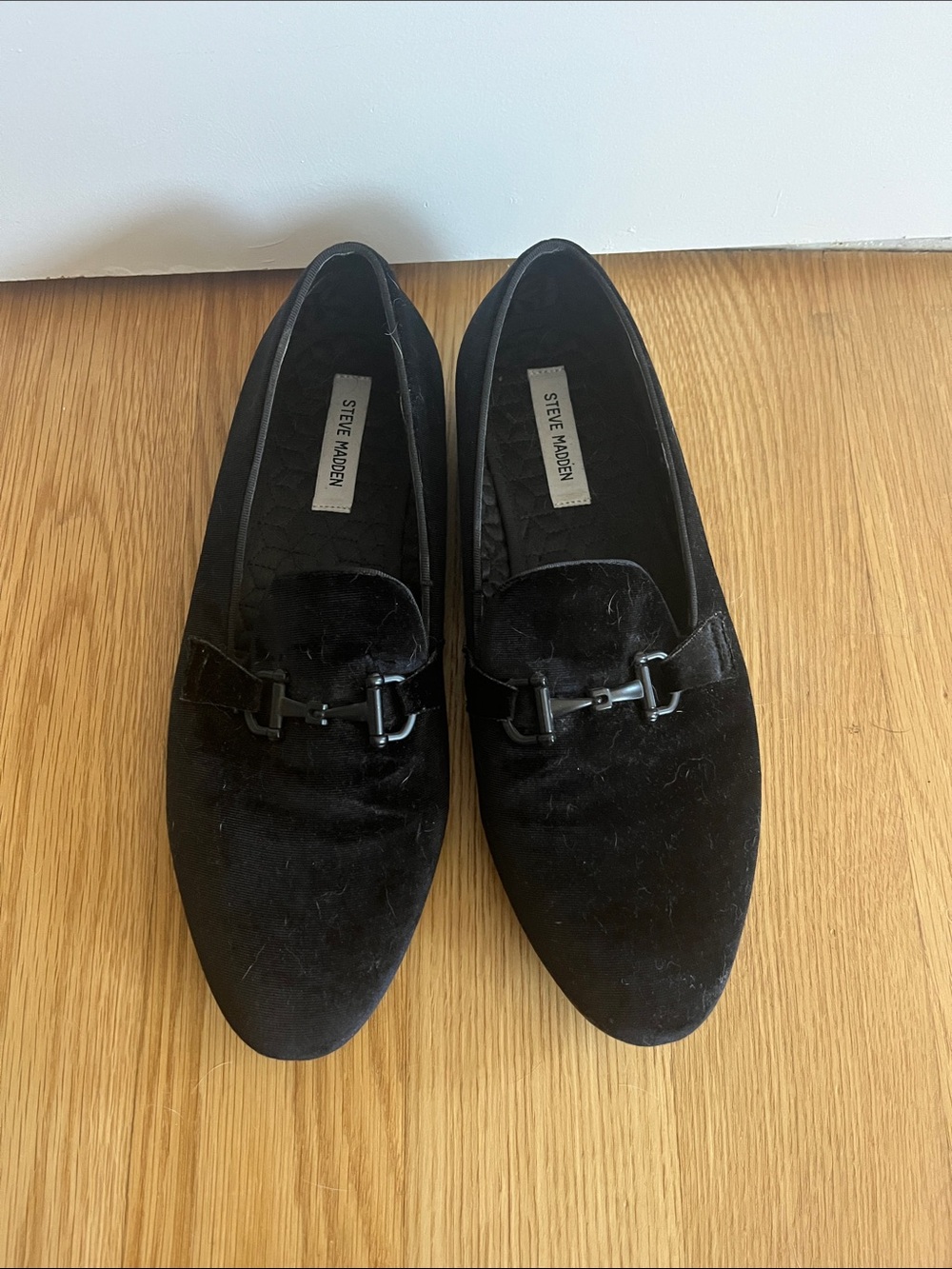 Steve Madden Black Velvet Bit Slip-On Loafers